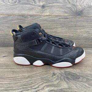 Nike Air Jordan 6 Rings Basketball Sneakers Boy's Size 2.5Y‎ Black 322992 063